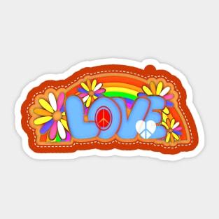 Rainbow Hippie Love Typography Sticker